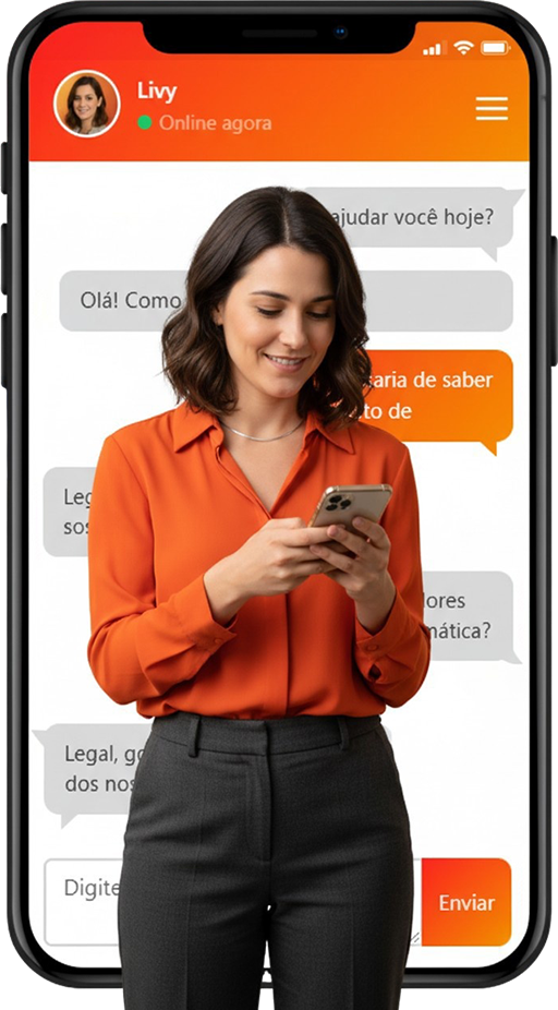 Pessoa conversando com assistente virtual